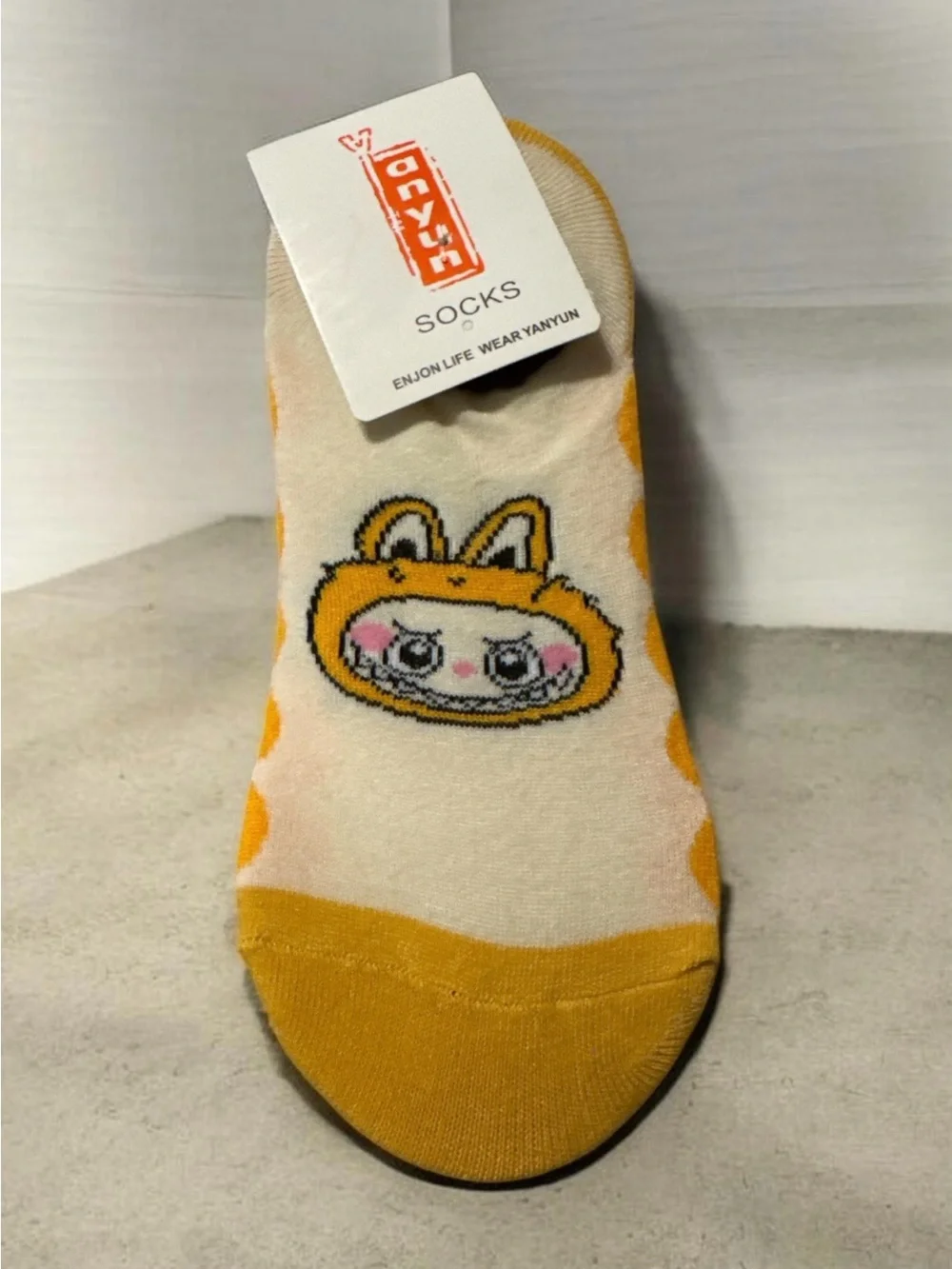 Kids Cute Bunny Face No-Show Socks - Yellow